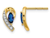 1/3 Carat (ctw) Natural Blue Sapphire Post Earrings in 14K Yellow Gold